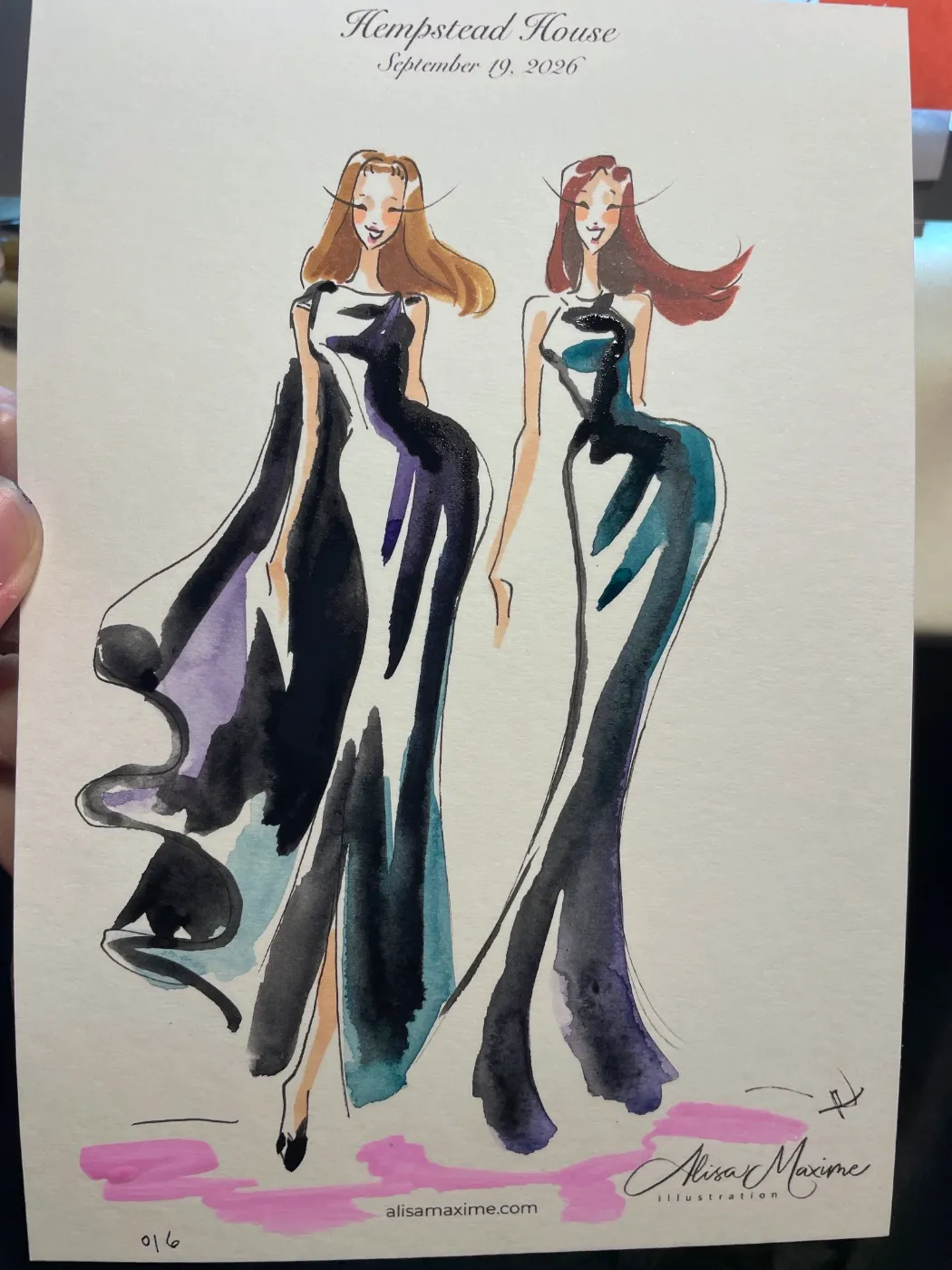 Live fashion sketch 16 from Wedding Celebration at Hempstead House, Sands Point Preserve