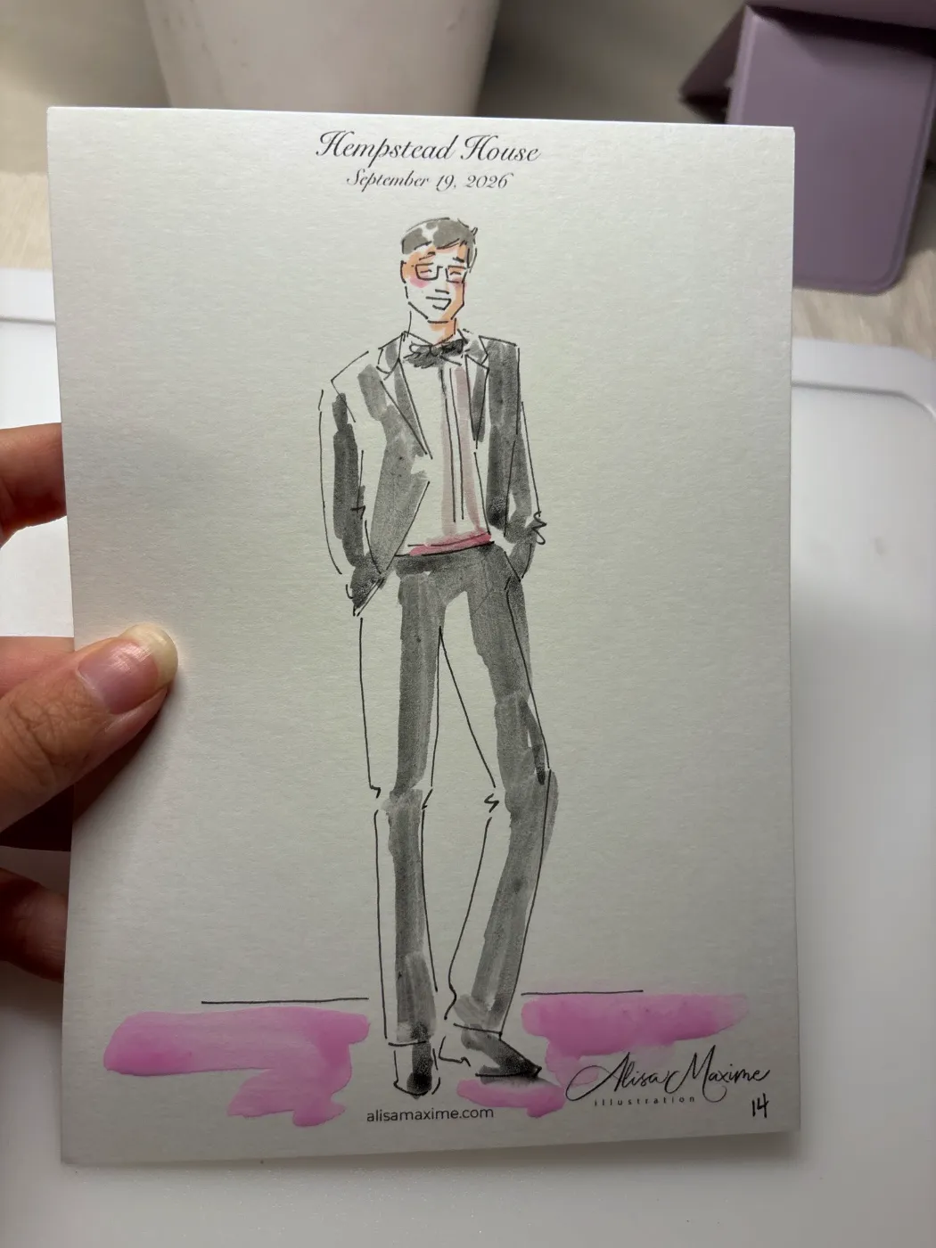 Live fashion sketch 14 from Wedding Celebration at Hempstead House, Sands Point Preserve