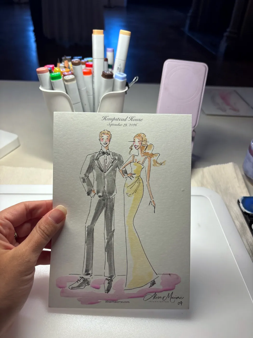 Live fashion sketch 5 from Wedding Celebration at Hempstead House, Sands Point Preserve