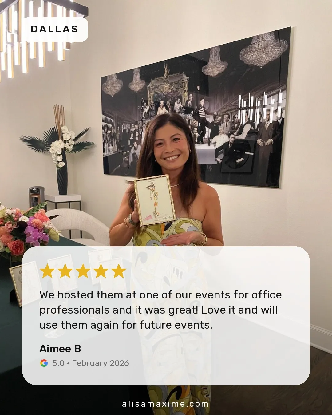 Aimee B's Google review, on a photo from one of our events