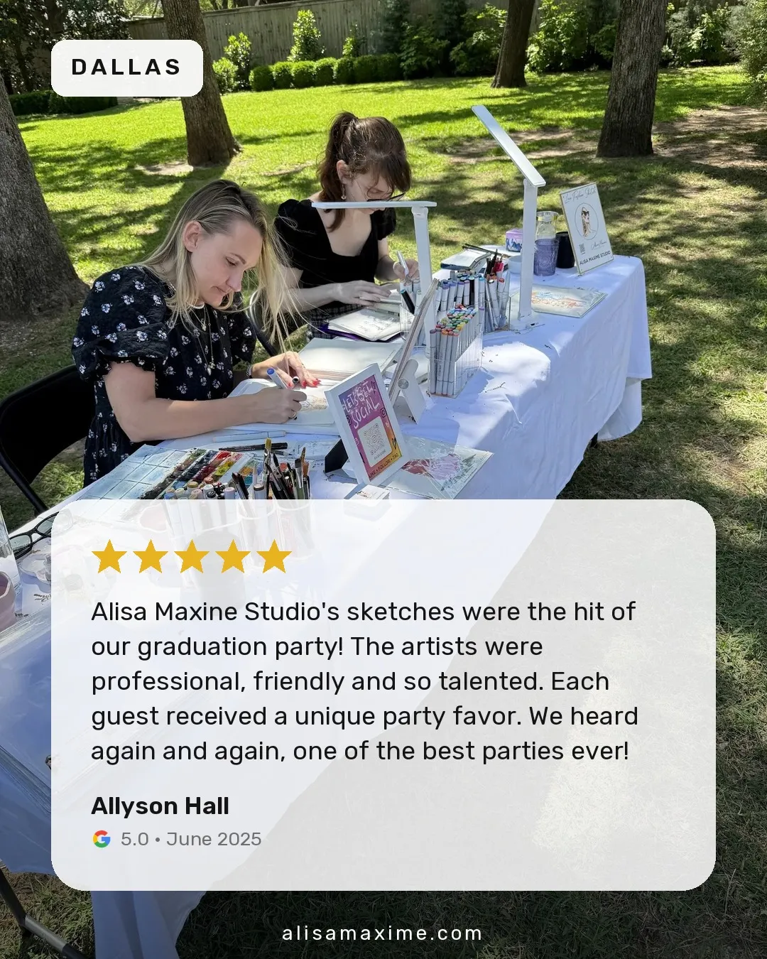 Allyson Hall's Google review, on a photo from one of our events