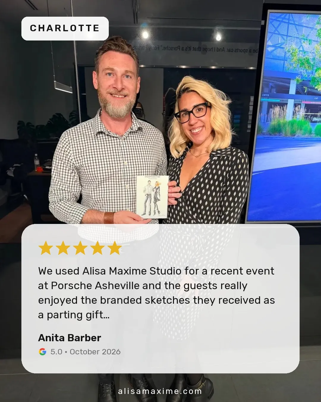 Anita Barber's Google review, on a photo from one of our events