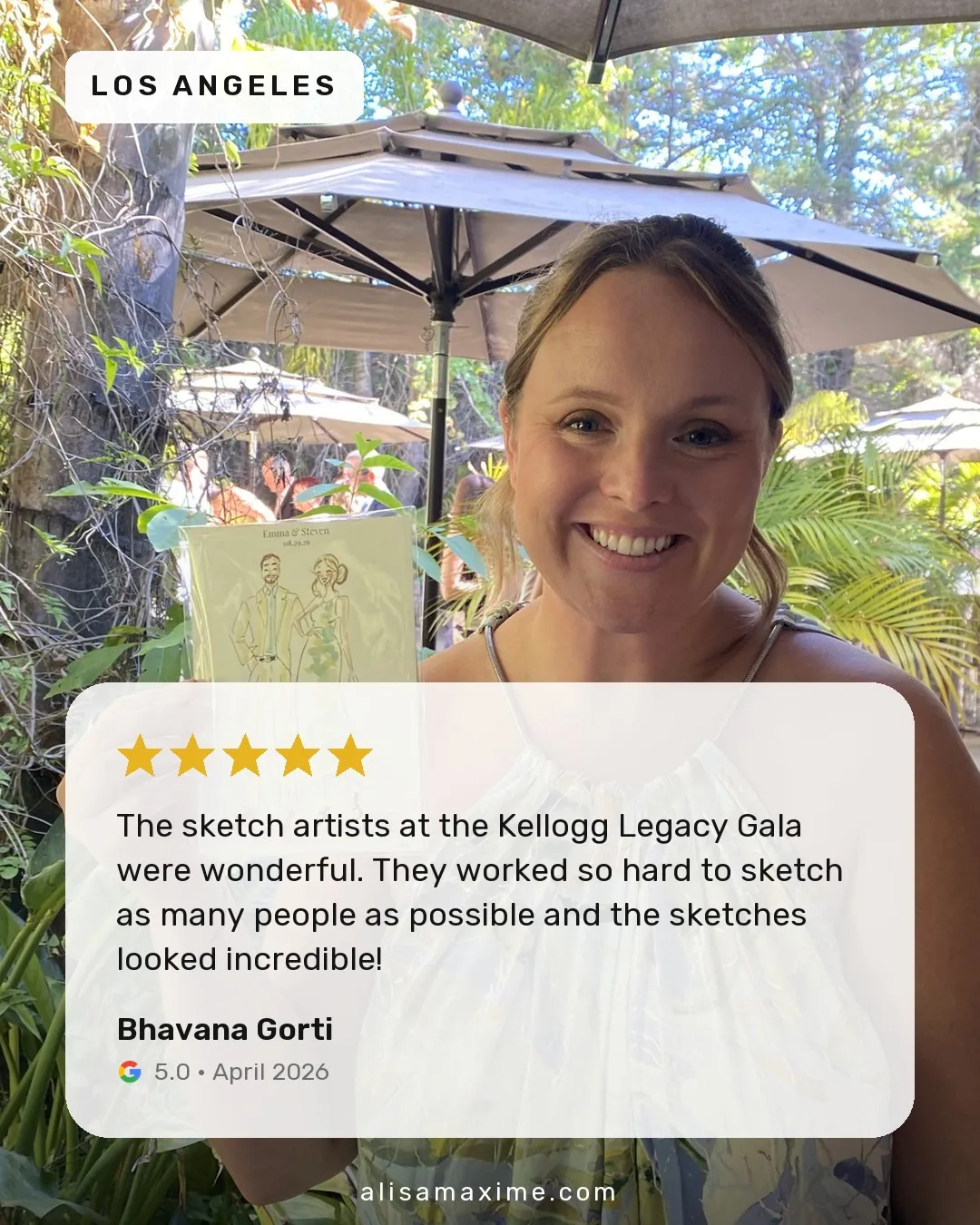 Bhavana Gorti's Google review, on a photo from one of our events