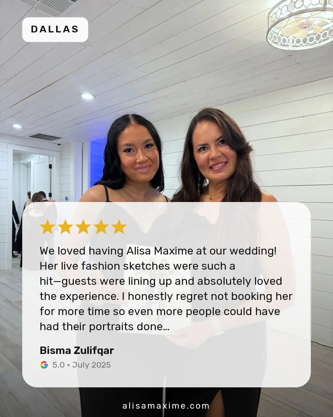 Bisma Zulifqar's Google review, on a photo from one of our events