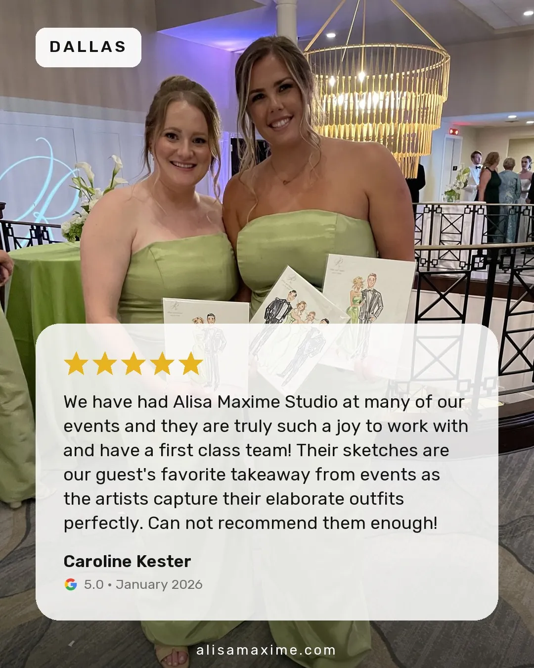 Caroline Kester's Google review, on a photo from one of our events