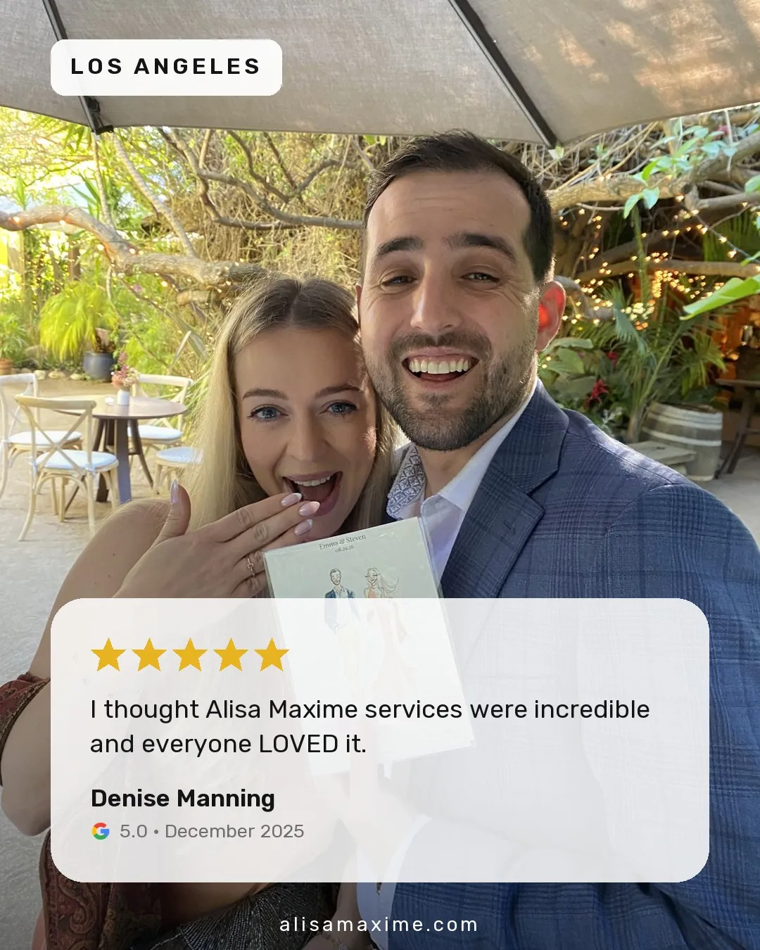 Denise Manning's Google review, on a photo from one of our events