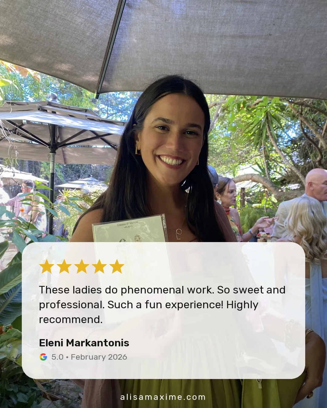 Eleni Markantonis's Google review, on a photo from one of our events