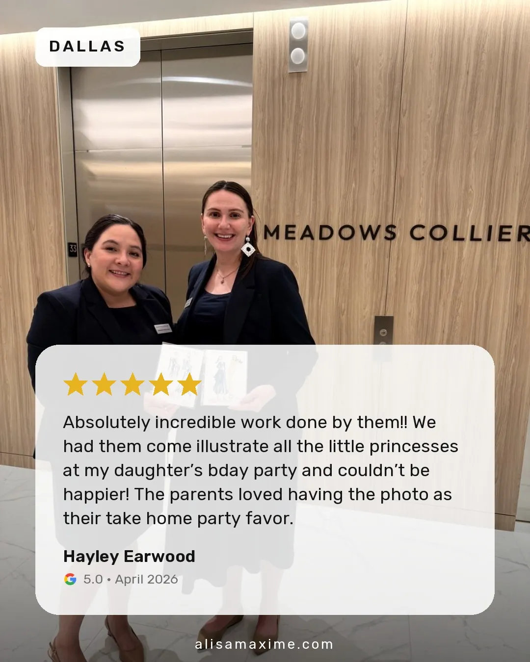 Hayley Earwood's Google review, on a photo from one of our events