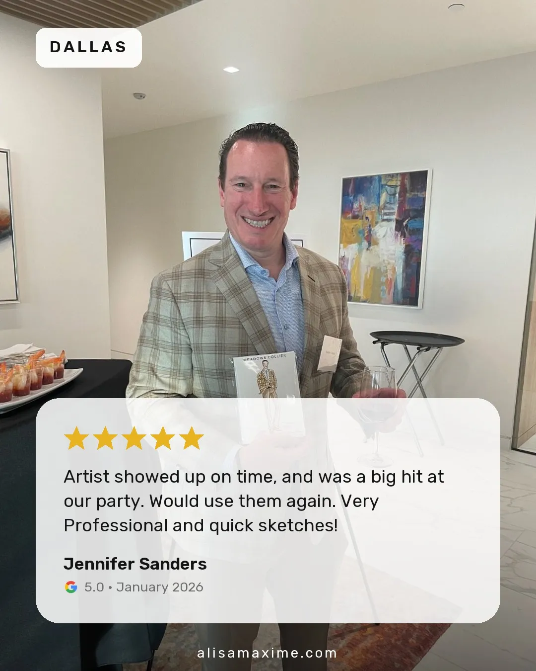 Jennifer Sanders's Google review, on a photo from one of our events