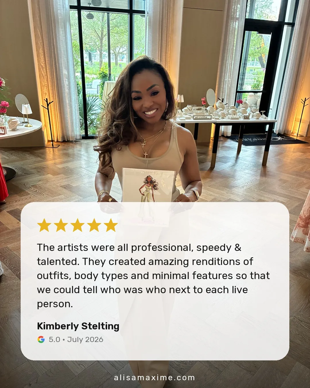 Kimberly Stelting's Google review, on a photo from one of our events