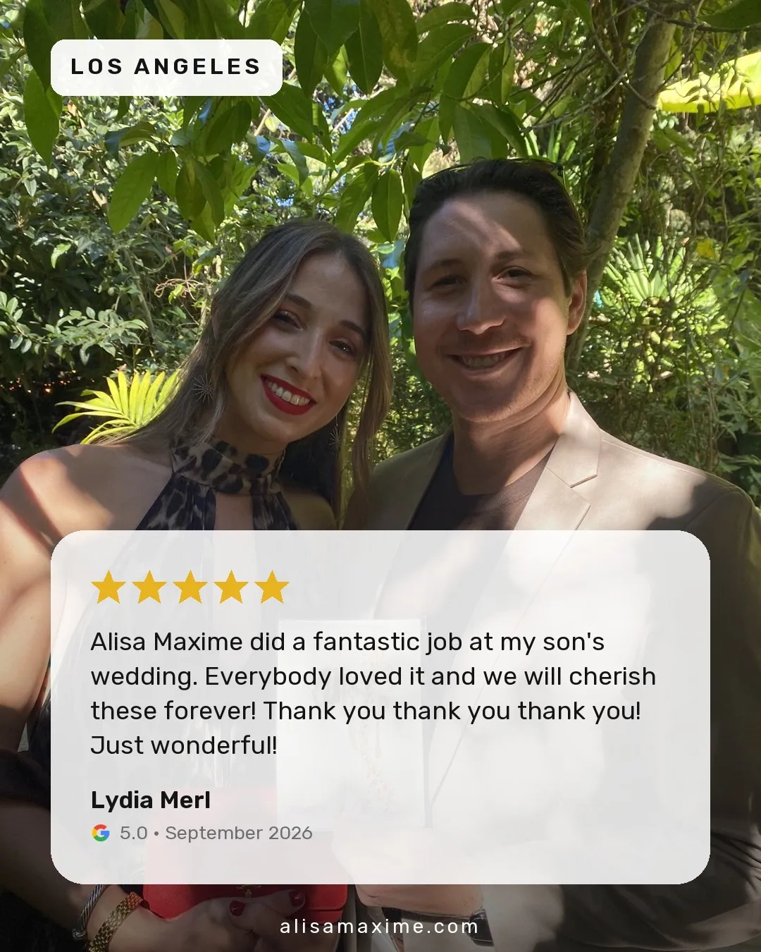 Lydia Merl's Google review, on a photo from one of our events