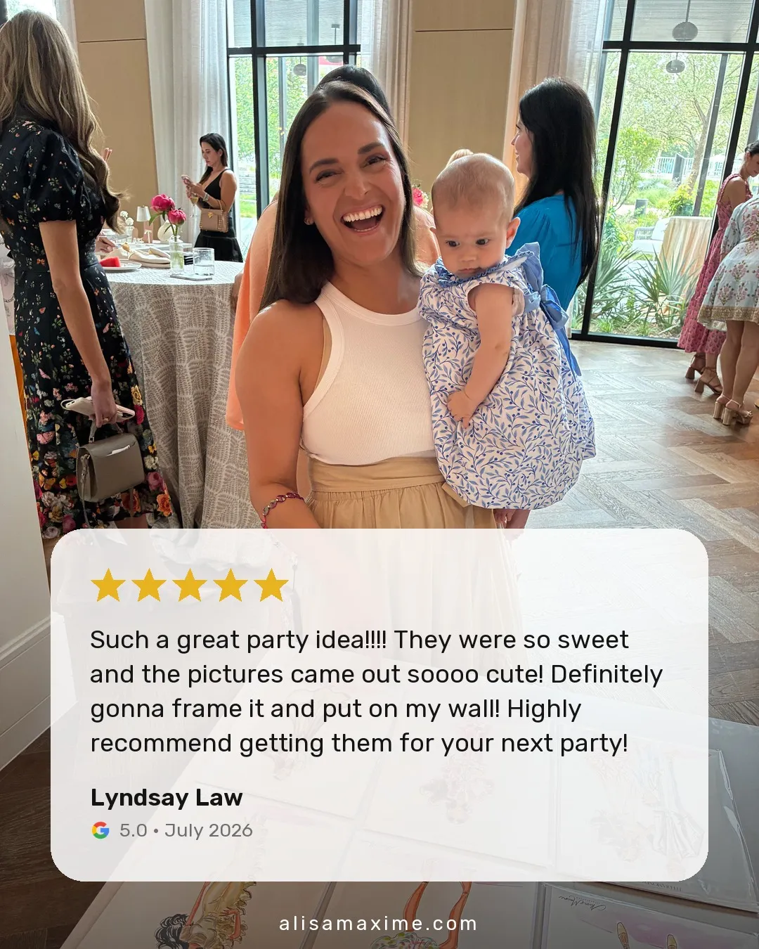 Lyndsay Law's Google review, on a photo from one of our events