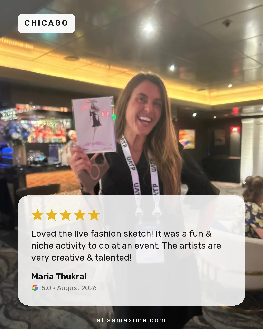 Maria Thukral's Google review, on a photo from one of our events