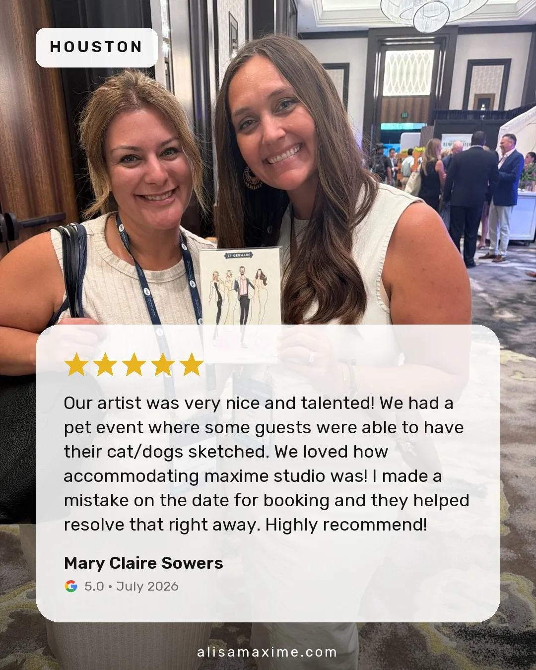 Mary Claire Sowers's Google review, on a photo from one of our events