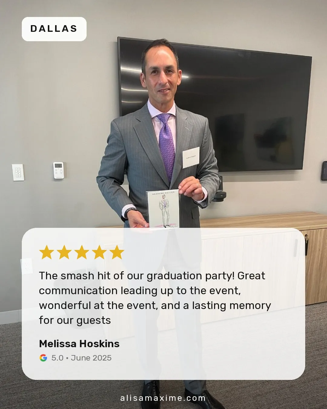 Melissa Hoskins's Google review, on a photo from one of our events