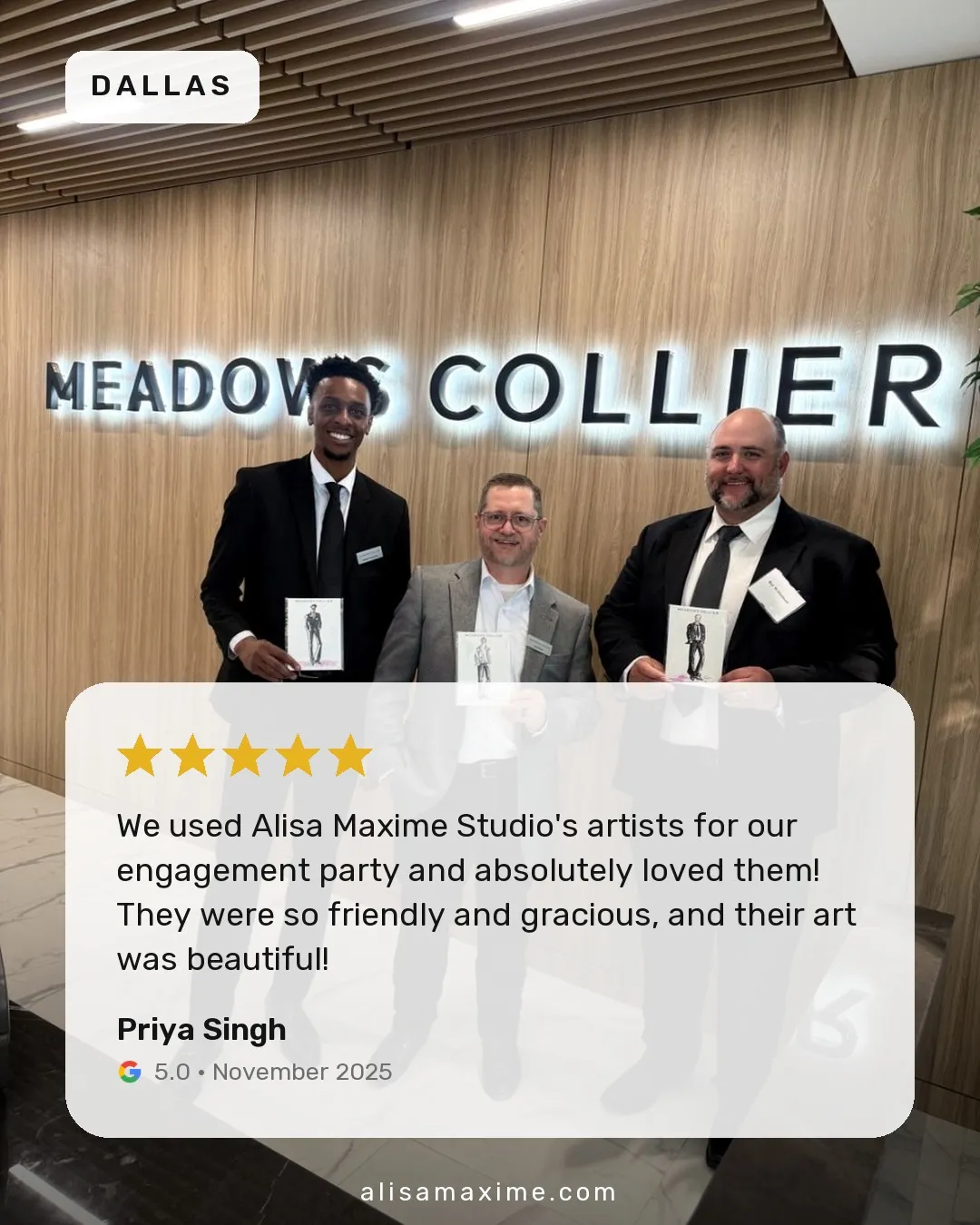 Priya Singh's Google review, on a photo from one of our events