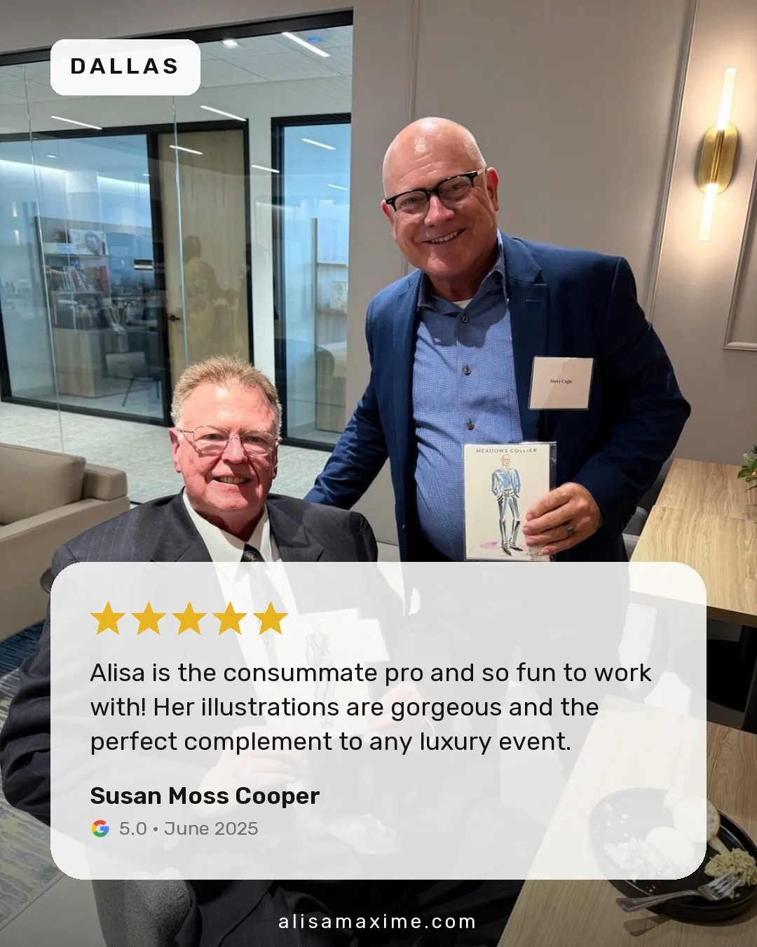 Susan Moss Cooper's Google review, on a photo from one of our events