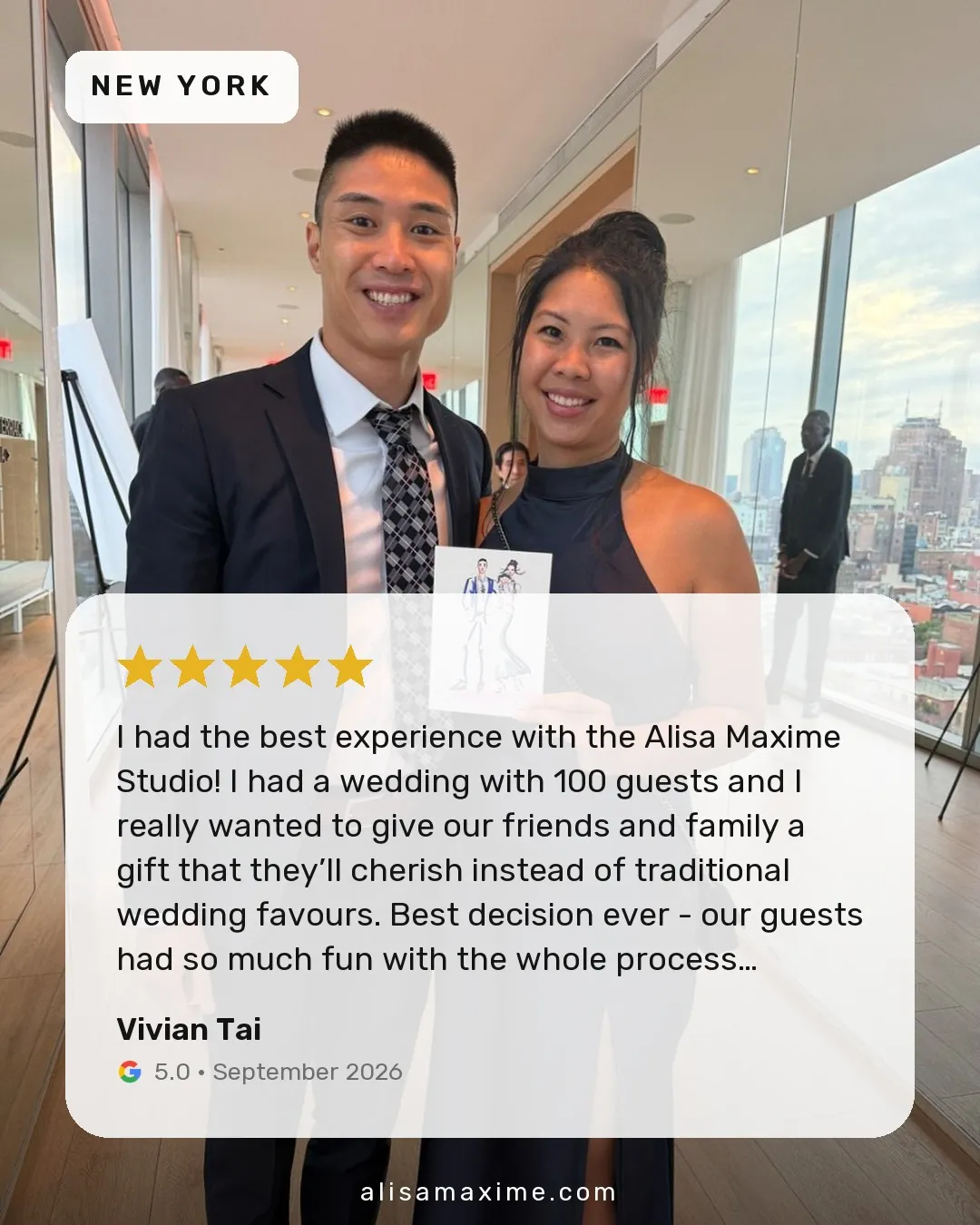 Vivian Tai's Google review, on a photo from one of our events